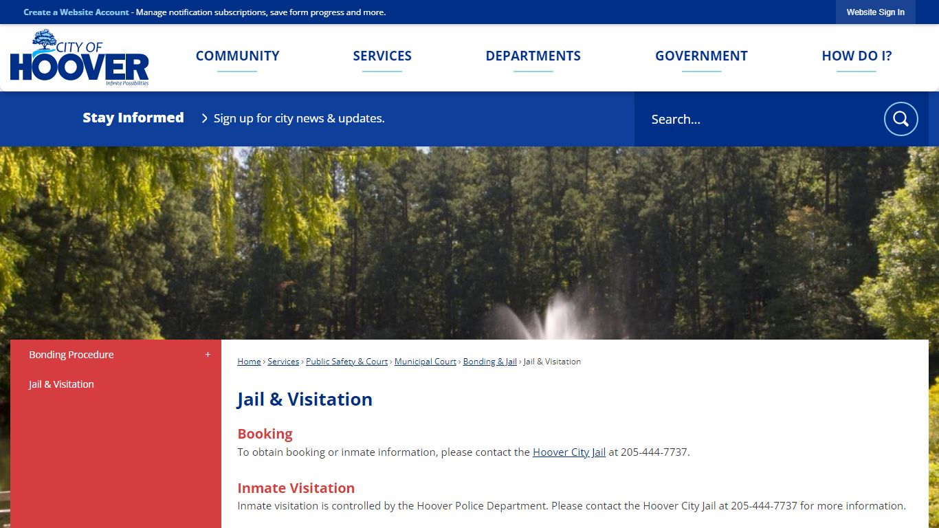 Jail & Visitation | Hoover, AL - Official Website