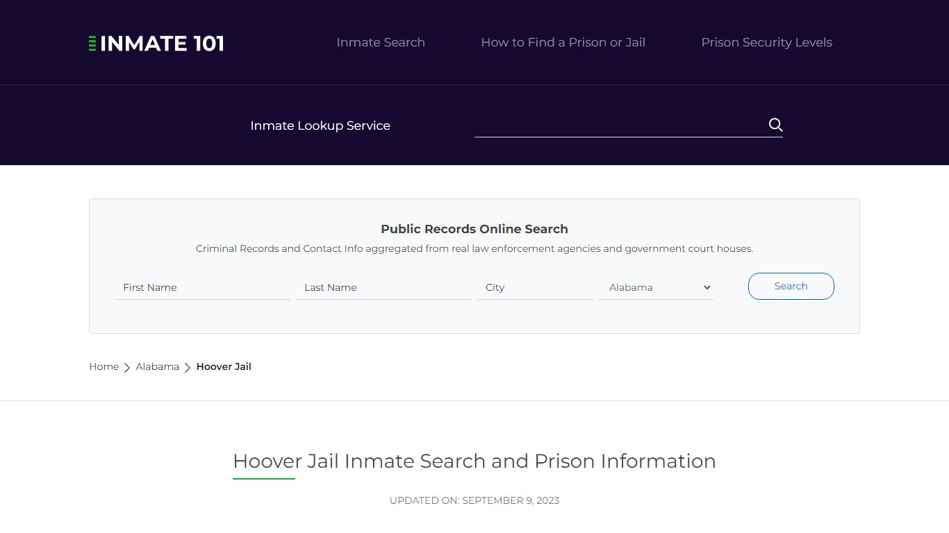 Hoover Jail Inmate Search and Prison Information